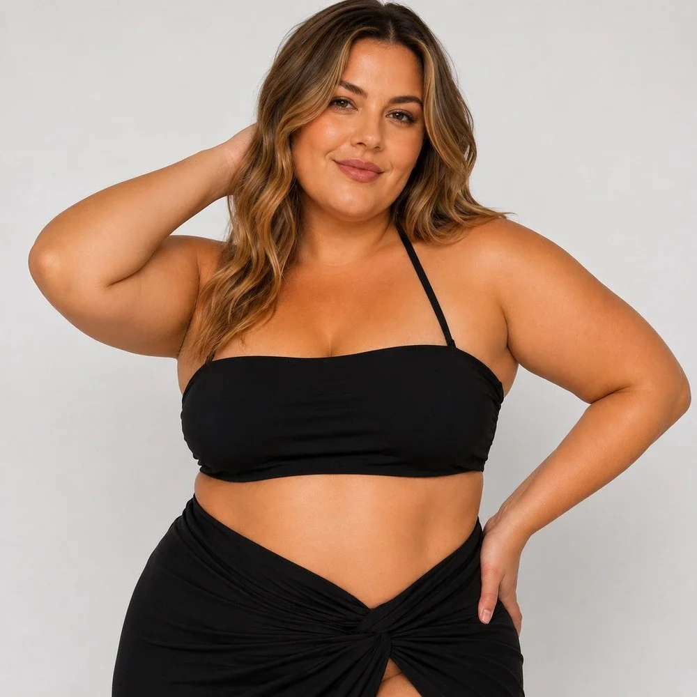 SKIMS‎ Shaping Swim Bandeau Top Onyx Womens 3X